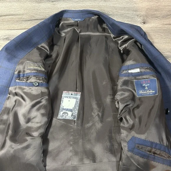 Brooks Brothers Blazer Mens 48R Regent 1818 Wool Coat Windowpane Navy - Picture 14 of 14